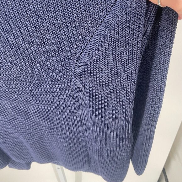 Athleta Highline Sweater Sz Large Tunic Blue V-Neck Knit Preppy Neutral Normcore - Picture 9 of 15